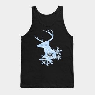 Ice Blue Christmas Deer With Snowflakes Tank Top